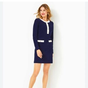 NWT Women’s Lilly Pulitzer Kennedy L/S Shift Dress True Navy Medium MSRP $198